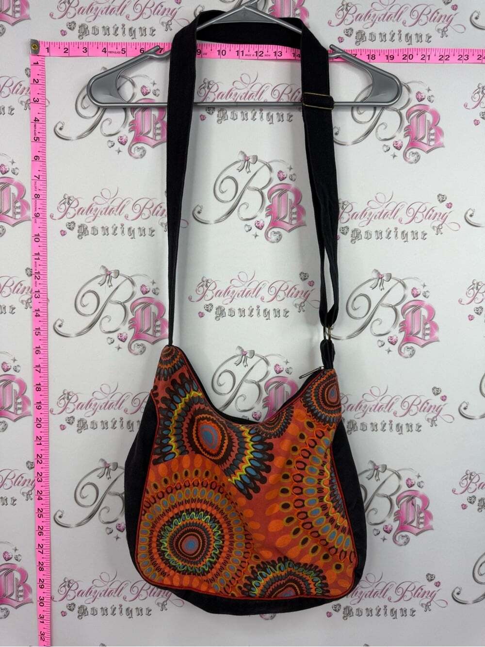 Nepal bag 100% cotton Boho Spiral Print Crossbody Bag in Orange